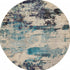 2' X 4' Ivory And Teal Blue Abstract Power Loom Non Skid Area Rug